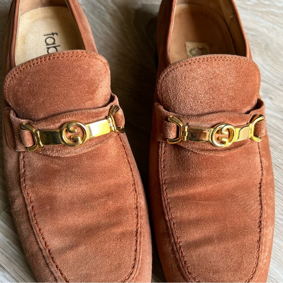 Vintage 80s Gucci Carmel Suede Leather Loafers 41.5 US 8.5 unisex women’s US 10 - Picture 3 of 16